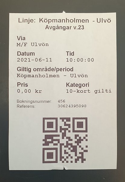Biljett med QR-kod